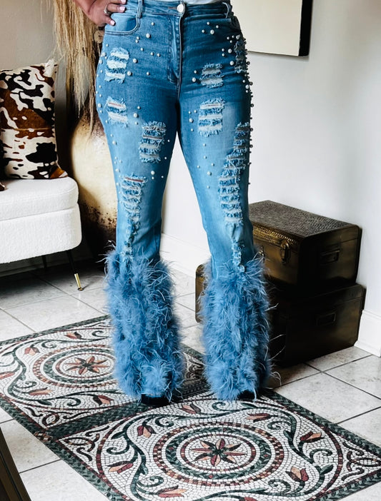16 karat feather jeans